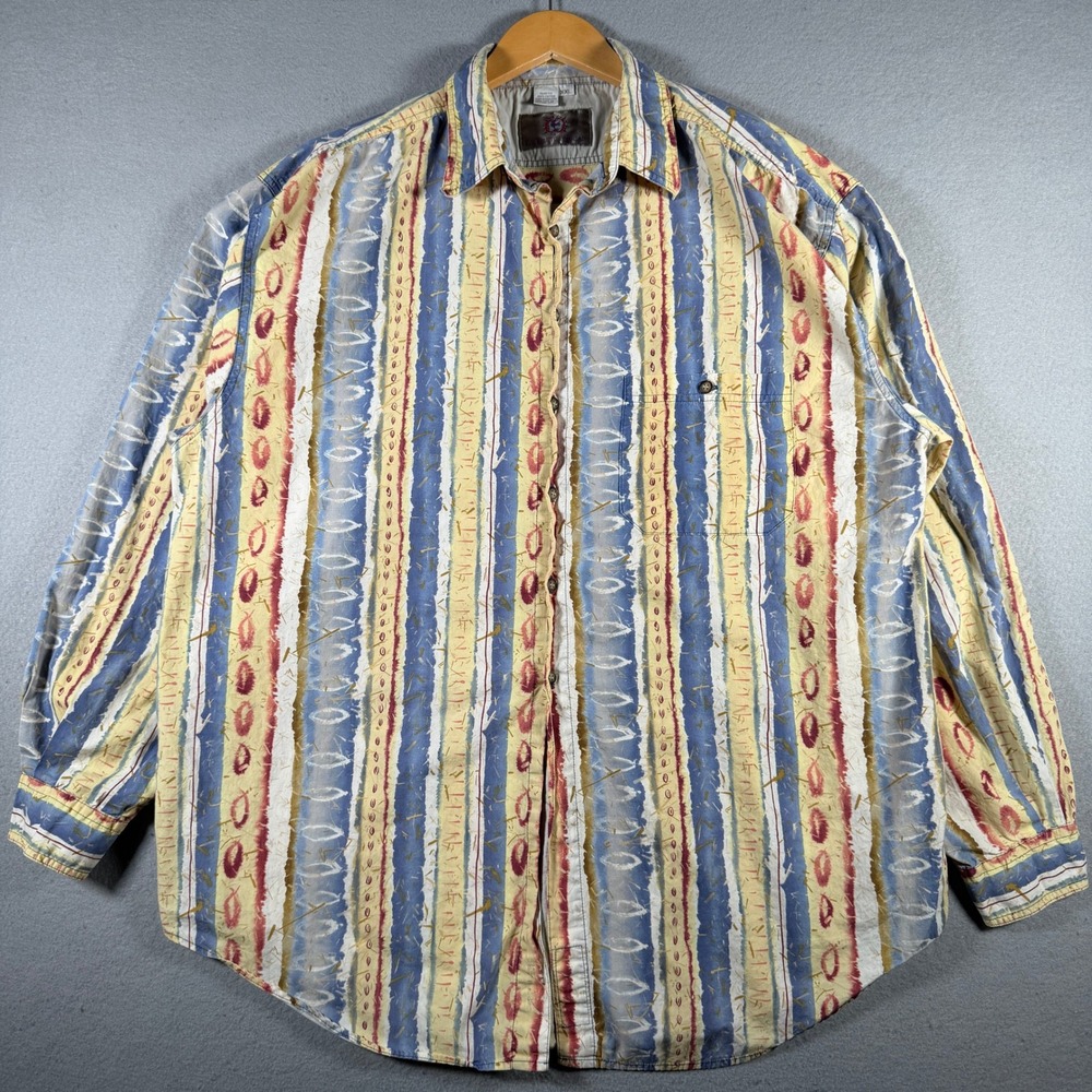 The Territory Ahead Men XXL Abstract Stripe Long Sleeve Cotton Button Down Shirt